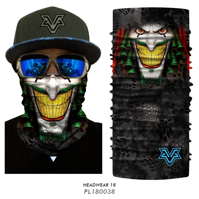Бесшовная головная повязка с 3D рисунком Джокера волшебного клоуна обогреватель