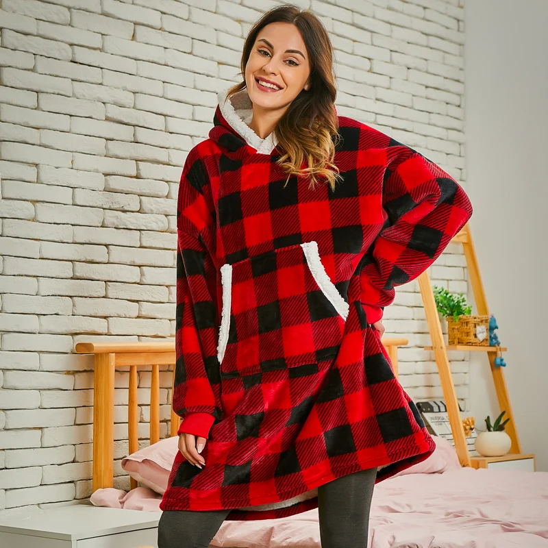 Женское одеяло толстовка халат Зимние толстовки уличные пальто с капюшоном