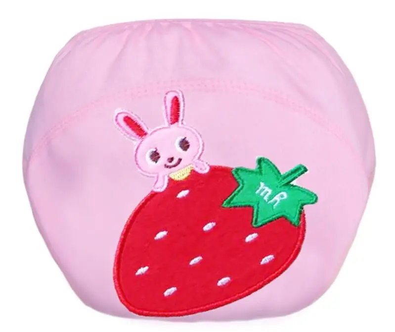 Embroidery Strawbeey Милые детские подгузники многоразовые подгузники ткань пеленки моющиеся Детские хлопковые штаны для обучения - Цвет: Embroidery Strawbeey