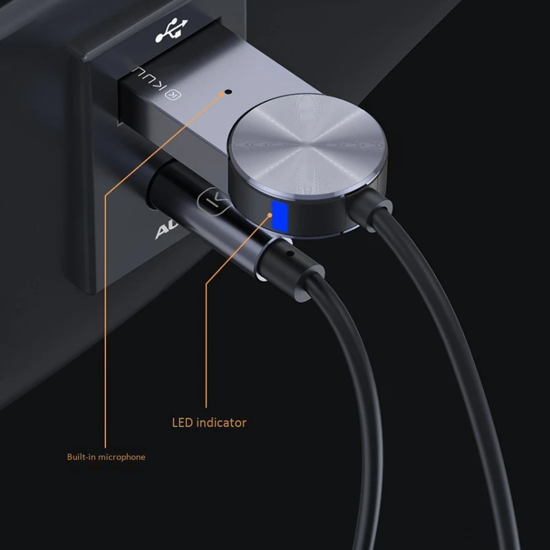 Kuulaa Bluetooth-приемник USB Aux для автомобиля многофункциональный 5 0 штекер и