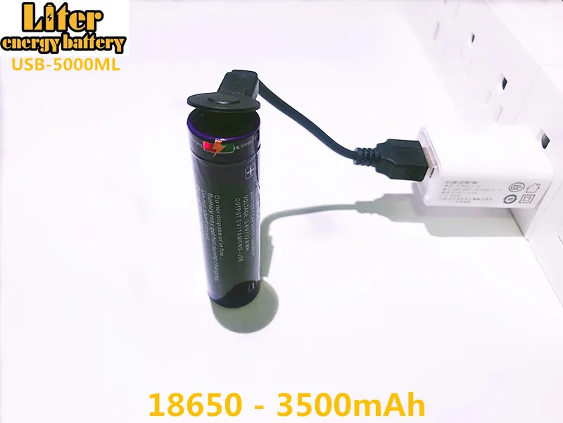 

6PCS Liter energy battery USB 18650 3500mAh 3.7V Li-ion Rechargebale battery USB 5000ML Li-ion battery + USB wire