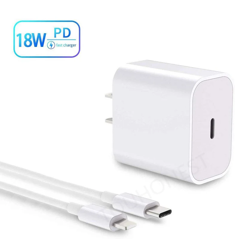 Сетевое зарядное устройство PD 18 Вт адаптер питания USB C вилка EU/US/UK/AU кабель для