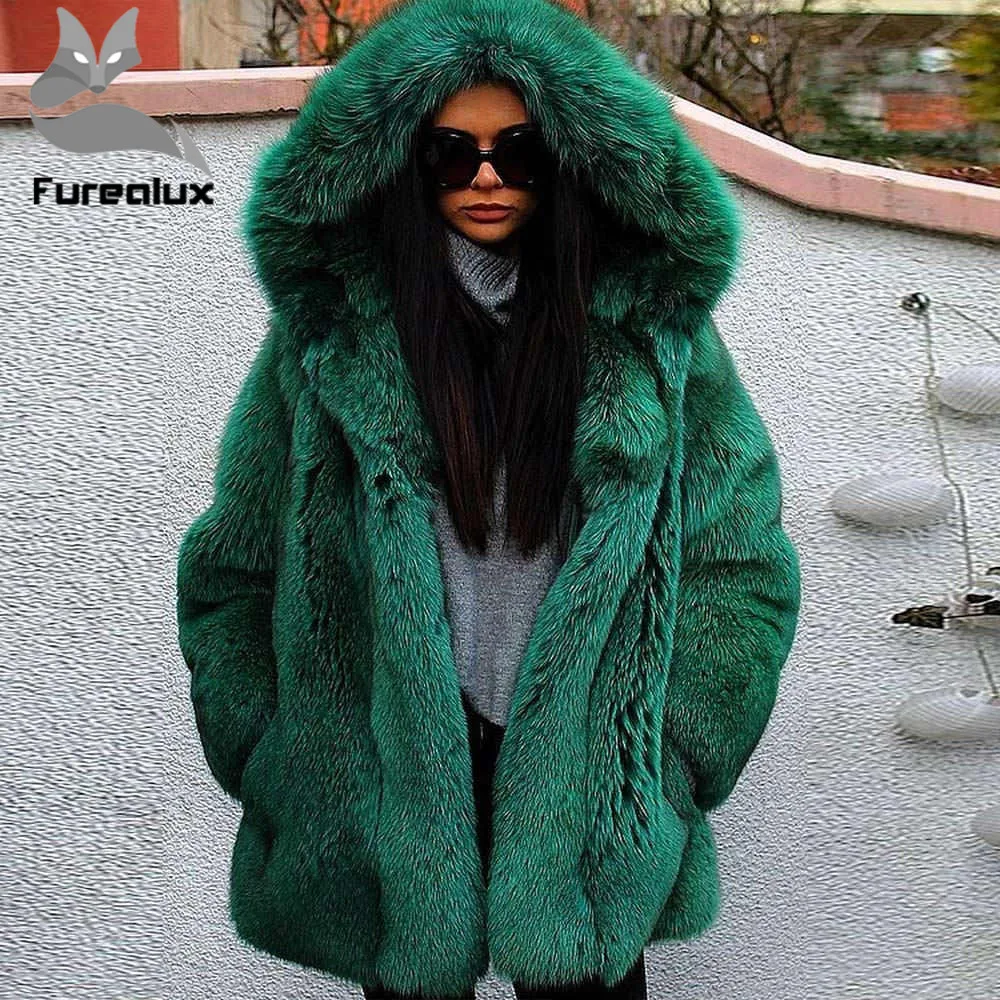 Новинка 2019 Женское пальто Furealux из натурального Лисьего меха Женская куртка