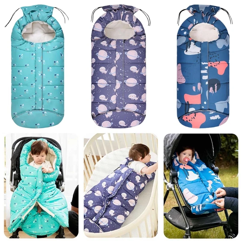 

Universal Stroller Footmuff Cover Windproof Warm Sleeping Bag Coral Fleece Lined Baby Sleepsack Infants Toddler Pushchair Pram B