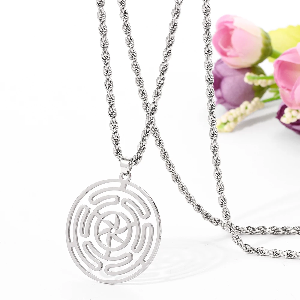 Ожерелье Hekate Wheel из нержавеющей стали подвеска в виде колес волшебный символ