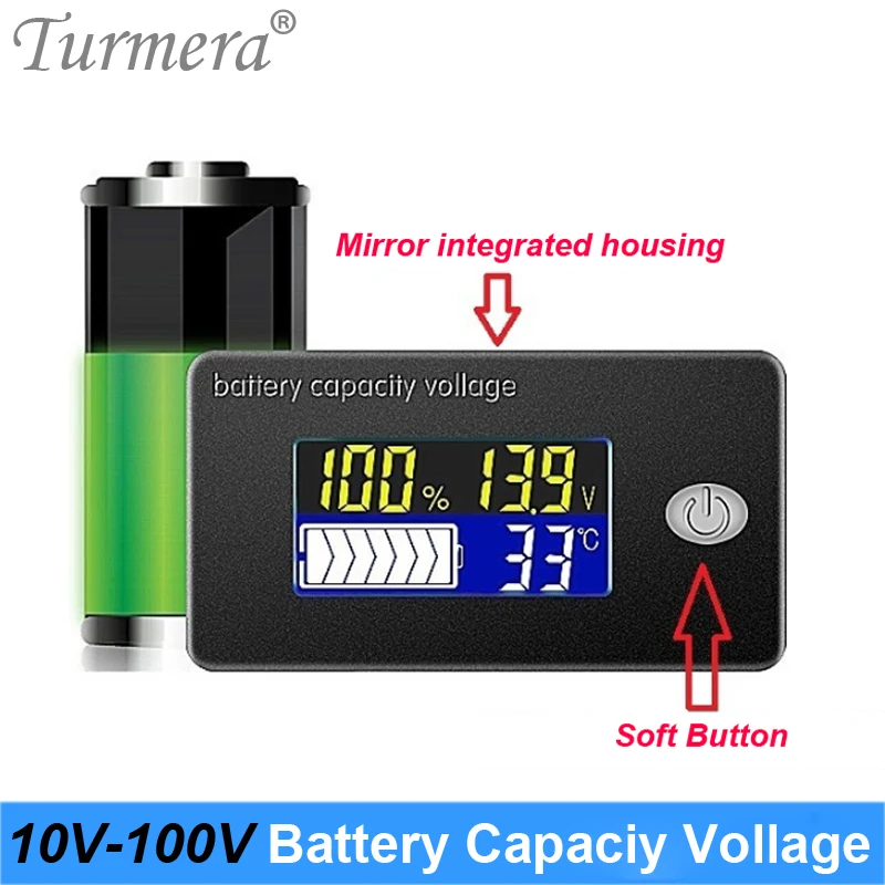 

36V 12V 24V 48V 60V 72V 100V Li-ion Lifepo4 Lead acid Battery Capacity Indicator Display LCD Voltmeter Temperature Meter Tester