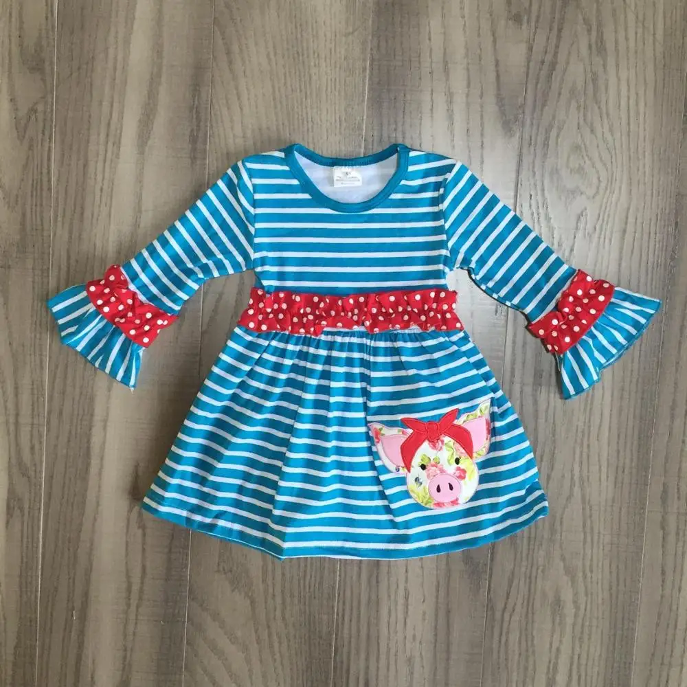 Сезон весна осень зима Одежда для маленьких девочек цвет серый синий в полоску с