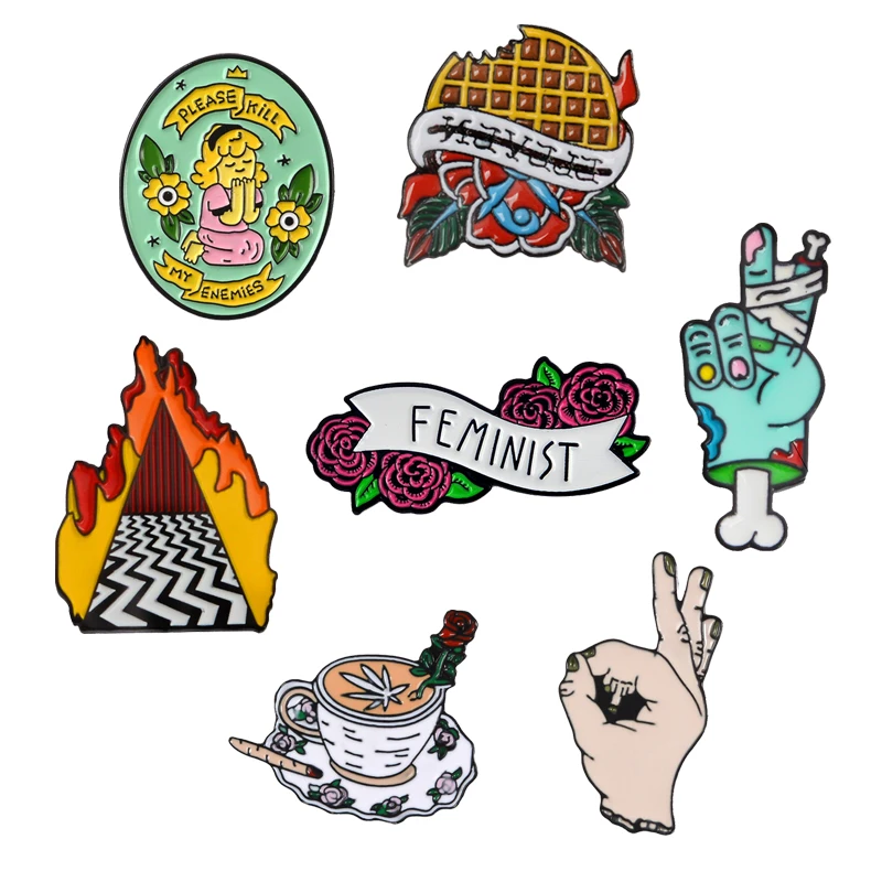 Креативные Металлические Булавки с лацканами печенье феминистский жест броши в