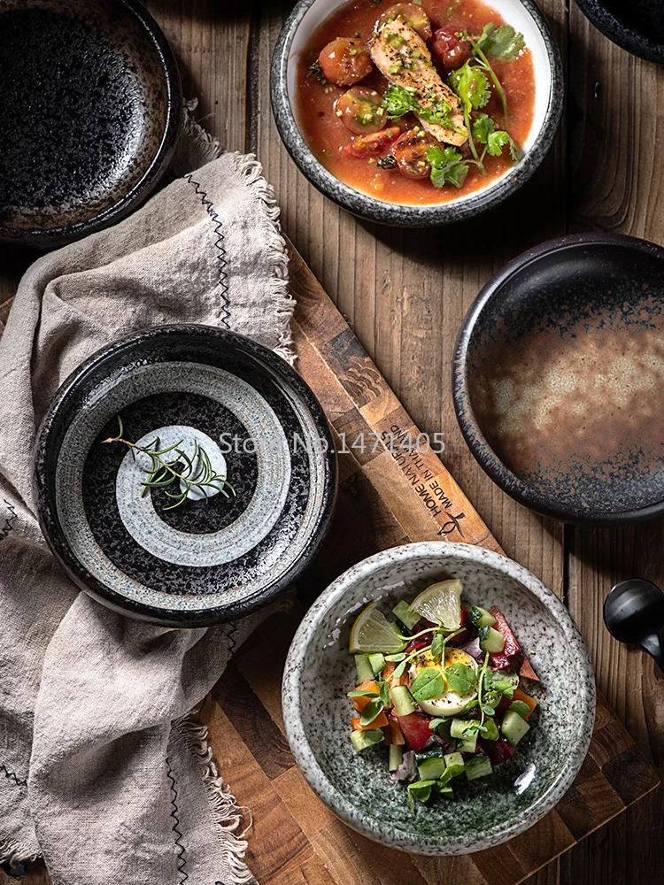 Креативная керамическая тарелка в стиле ретро обеденная для суши посуда