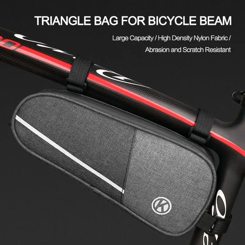 

Nylon Bicycle Bags Reflective Effect Bike Triangle Frame Front Tube Frame Bag Phone Waterproof Bike Bicycle Cycling Bag