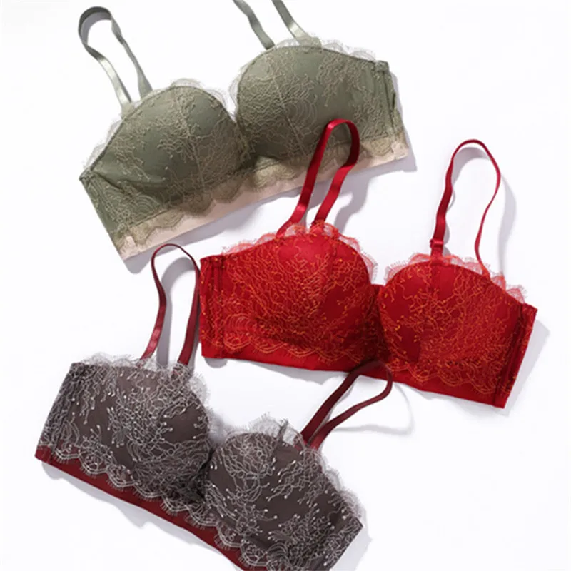 

Sexy Bra Underwear Palace Embroidery Lace Intimates Hollow Women Push Up Bra Set Fashion Advanced Grey Lingerie Brassiere Set