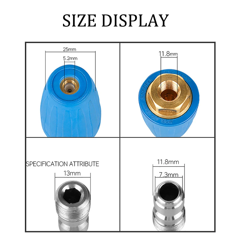

Ultra-high Pressure Washer 4000PSI High Pressure Rotating Nozzle 4000PSI Blue Pure Copper 360 Degree Decontamination