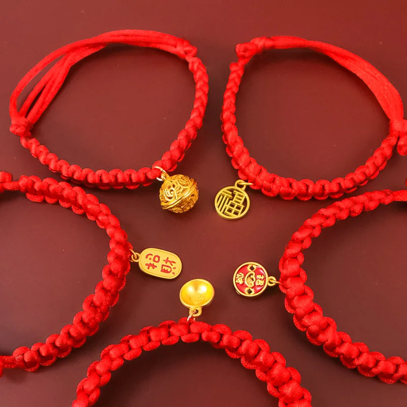

Anti-lost Red String Silent Cat Necklace Lucky Chinese Element New Year Pet Collars Adjustable Kitten Collar For Small Puppy
