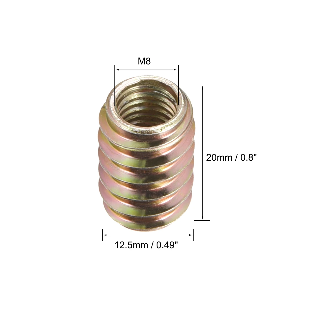 

uxcell Furniture Threaded Insert Nut Carbon Steel M8 Internal Thread 20mm Length 100pcs