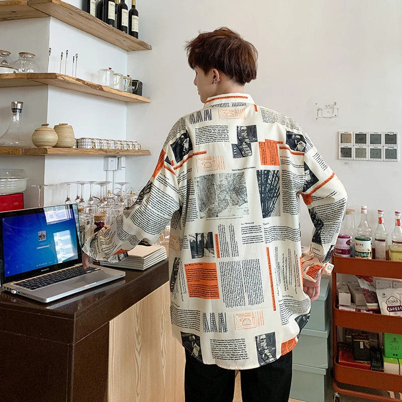 2019 осеннее Мужское пальто с длинными рукавами Гавайская белая рубашка мужская