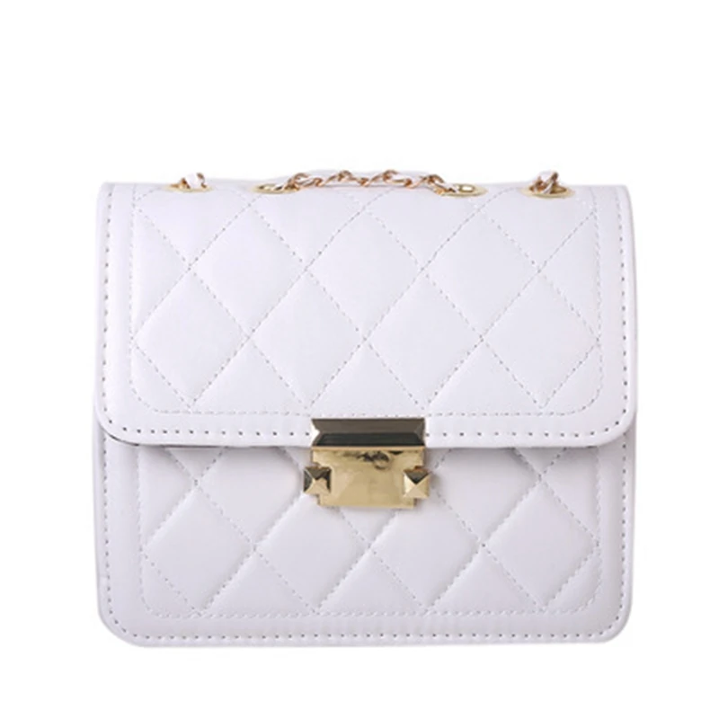 

Diamond Chain Shoulder Bags For Women Summer Fashion Horizontal Texture PU Small Square Shoulder Messenger Bag