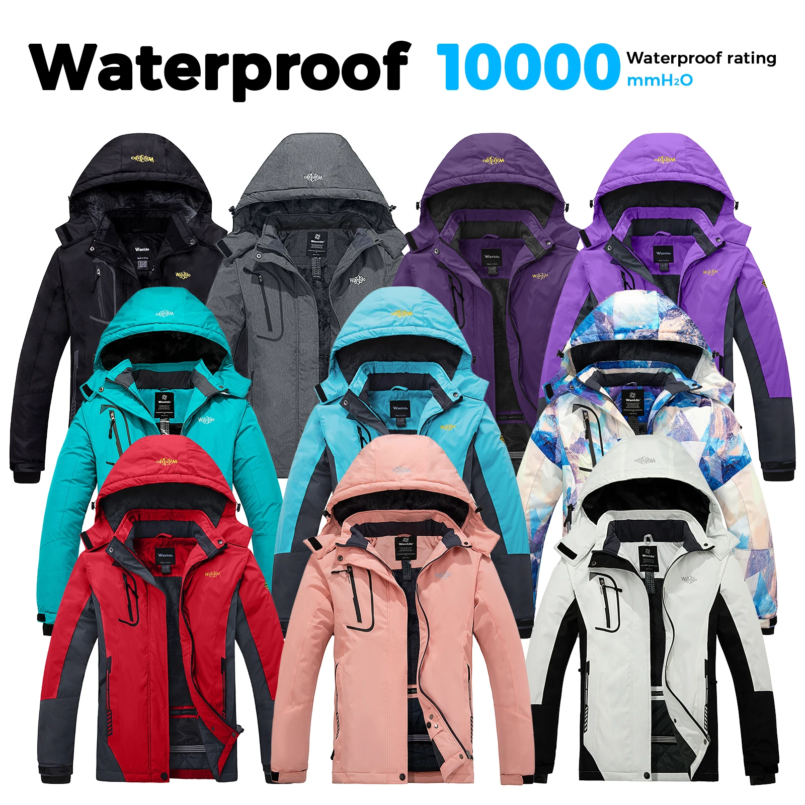 

Wantdo Winter Warm Ski Jacket Women Waterproof Medium-long Thicken Outwear Hooded Color Block Padded Coat Slim Parkas Overcoat