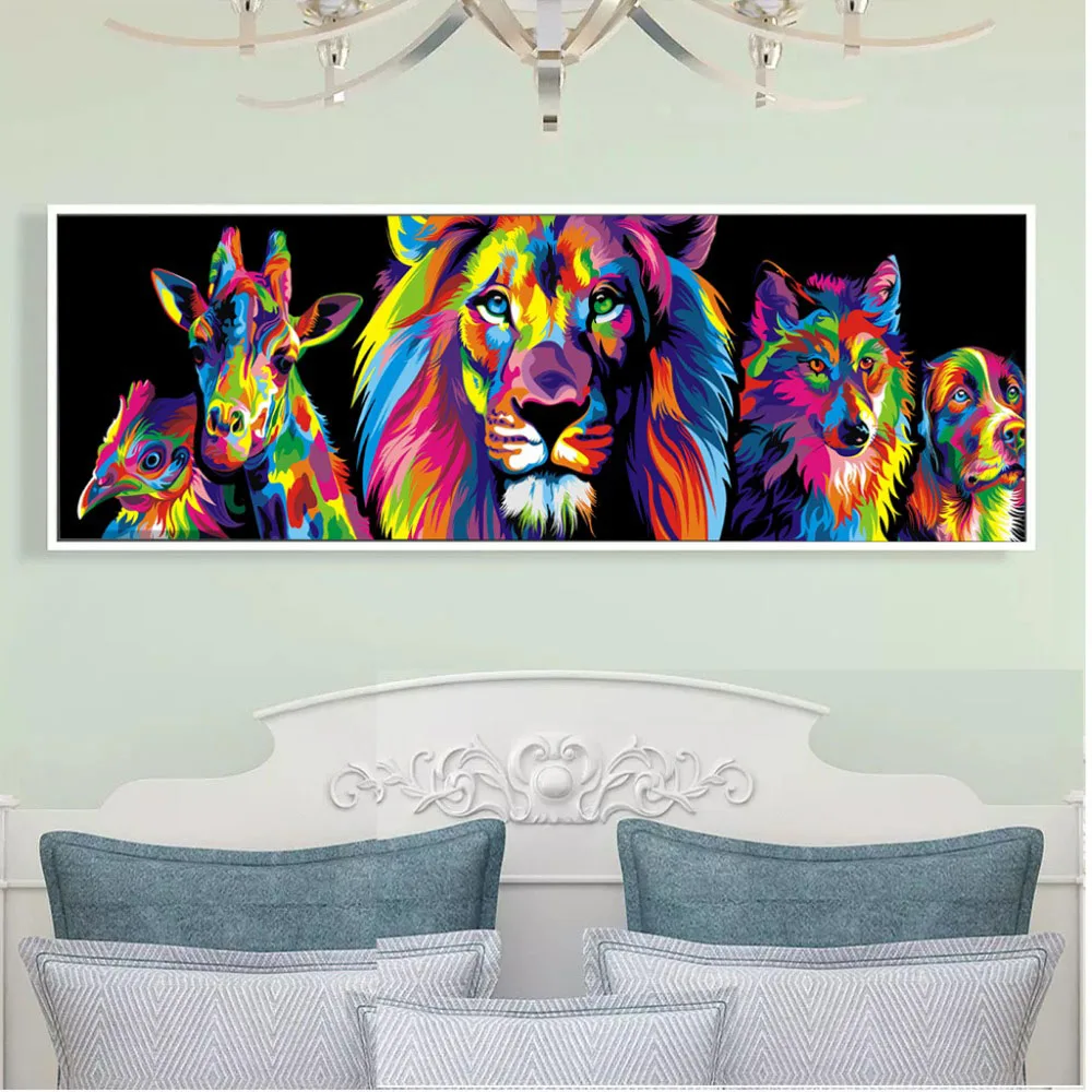 

Colorful Lion Wolf Dog Parrot 5D DIY Diamond Painting Animal Painting Mosaic Art Home Living Room Decor Gift Handmade