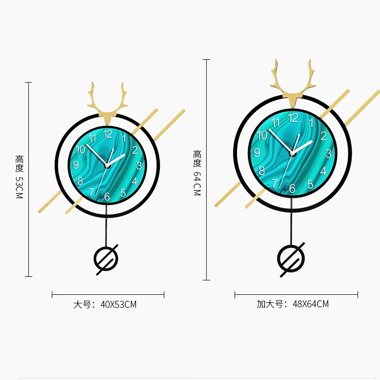 

Nordic Modern Wall Clock Luxury Deer Silent Creative Simple Round Wall Clock Pendulum Wandklok Groot Living Room Decor MM60WC