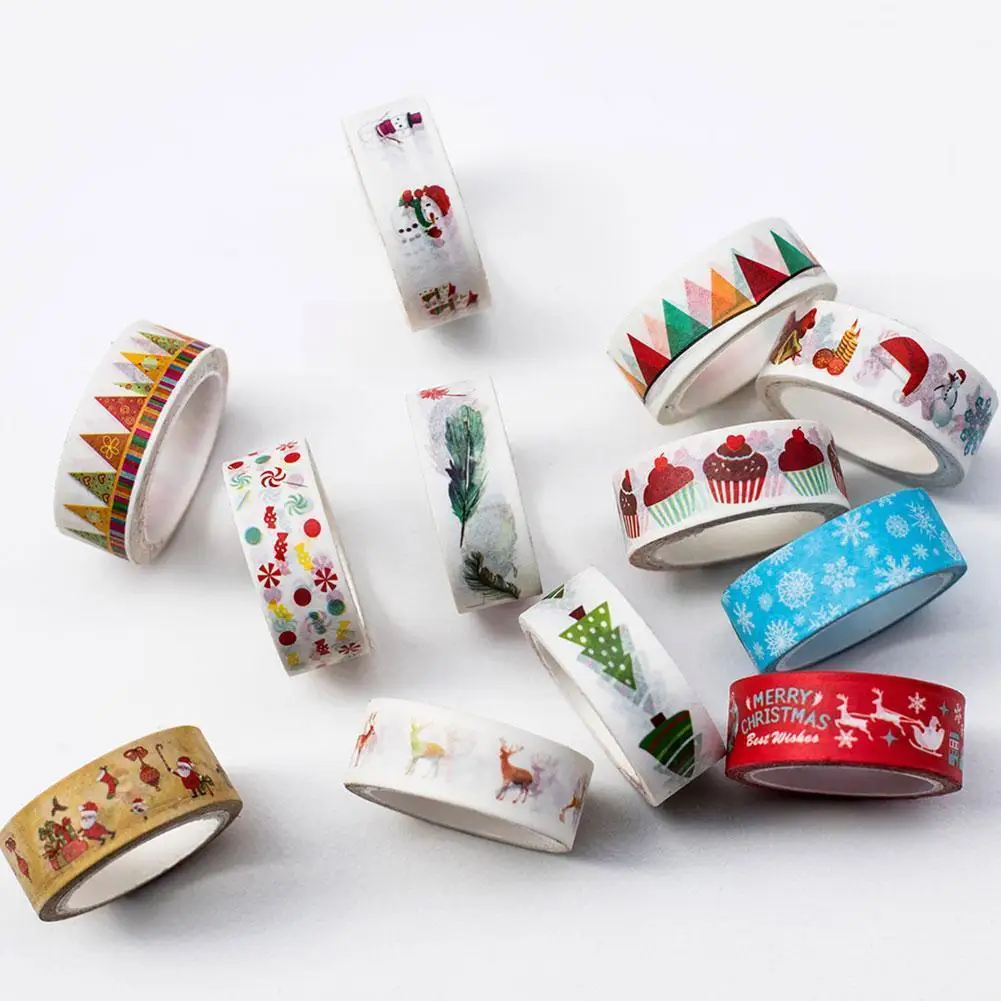 

1 Piece Of Christmas Decoration Stationery Tape Kawaii Supplies Sticker Scrapbook Masking Tape School Stationery M5p6