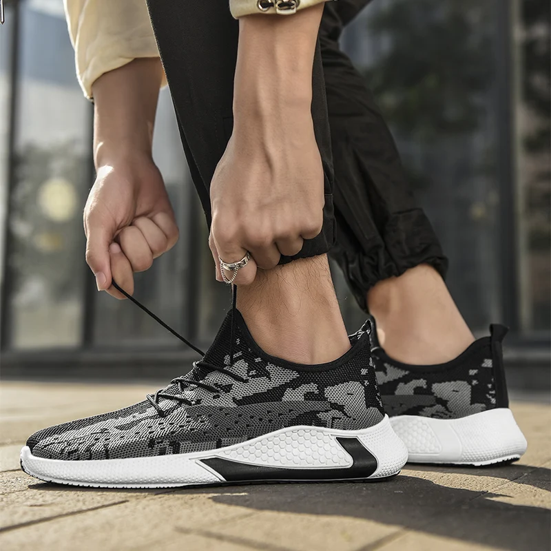 Мужские кроссовки черные сетчатые дышащие для бега спортивная обувь мужские на