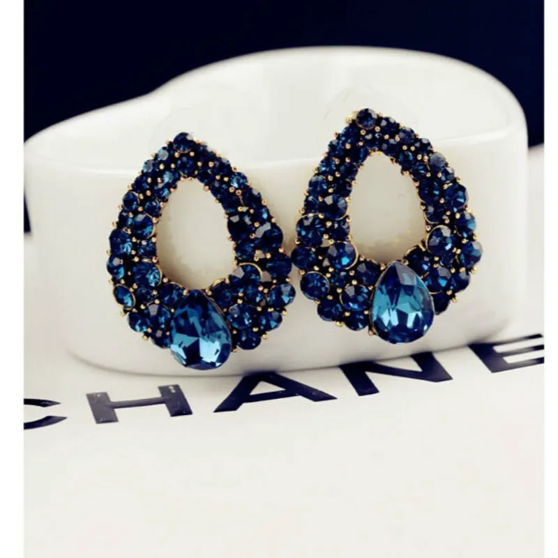 Женские серьги-гвоздики с синим цирконием серьги для девочек свадебные