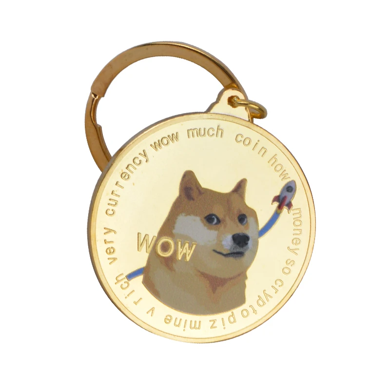 Хит продаж металлический брелок для ключей Dogecoin в форме мух и Луны | Дом сад