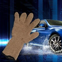 coral velvet knitted car washing gloves super soft microfiber car wash cleaning gloves car detailing dust removal gloves