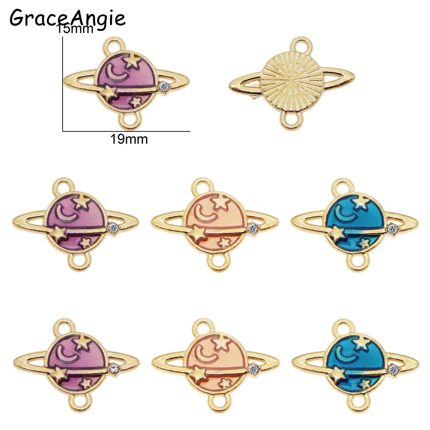 12 шт./лот эмаль голубая Вселенная Planet Conector подвеска сплав звезда шарм сделай сам
