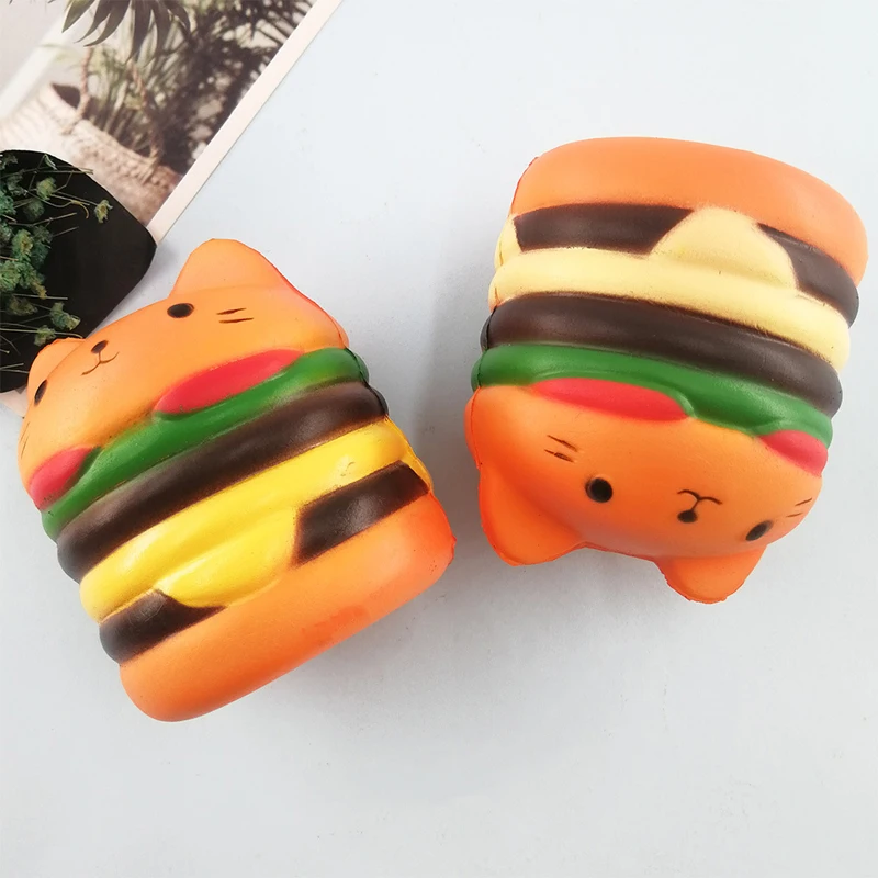 

Имитация гамбургера, кошка, фиджет-игрушки, большой кавайный простой зажим, талисманы, бургеры, медленно восстанавливающие форму, подарок д...