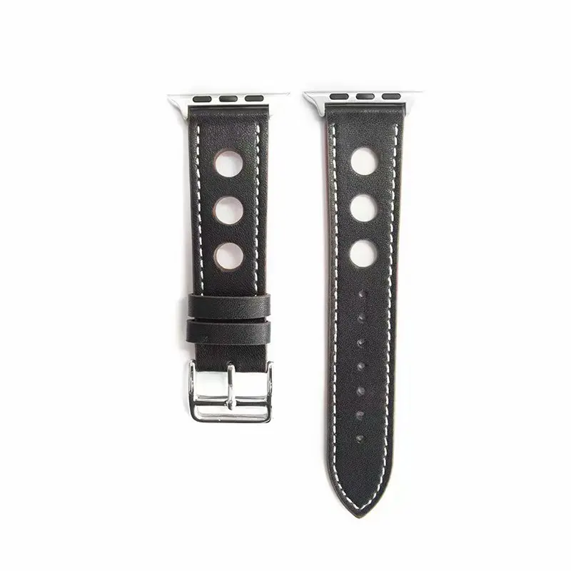 black Новейший цветной кожаный ремешок для часов iWatch5 4 3 2 1, ремешок для часов Apple Watch 42 мм, 38 мм, 40 мм, 44 мм, ремешок для браслета - Цвет ремешка: black
