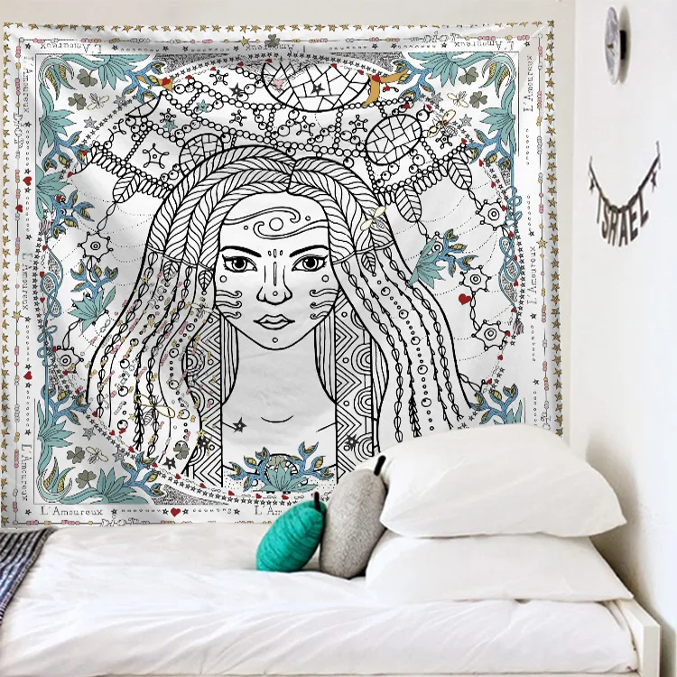 Tapestry Wall Hanging Sun Moon Tarot Carpet Psychedelic Tapiz Witchcraft Cloth India Mandala Tapestries | Дом и сад