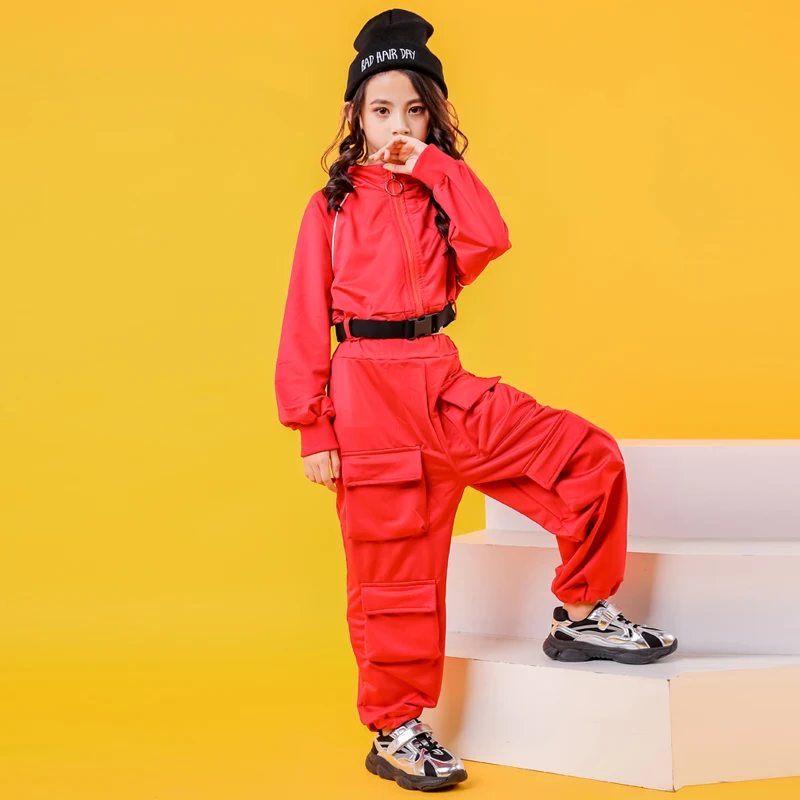 Детская одежда в стиле хип хоп Одежда для девочек красное пальто укороченные
