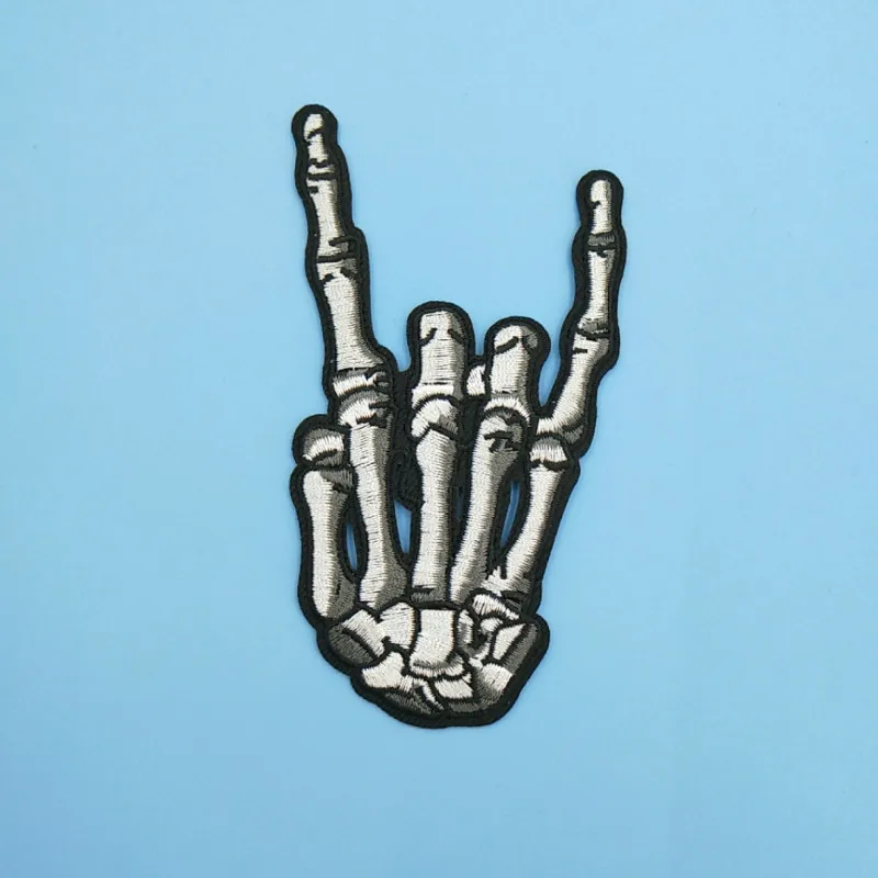 Зеленый Белый Скелет палец патч панк рок готический стикер жестов Сделай Сам