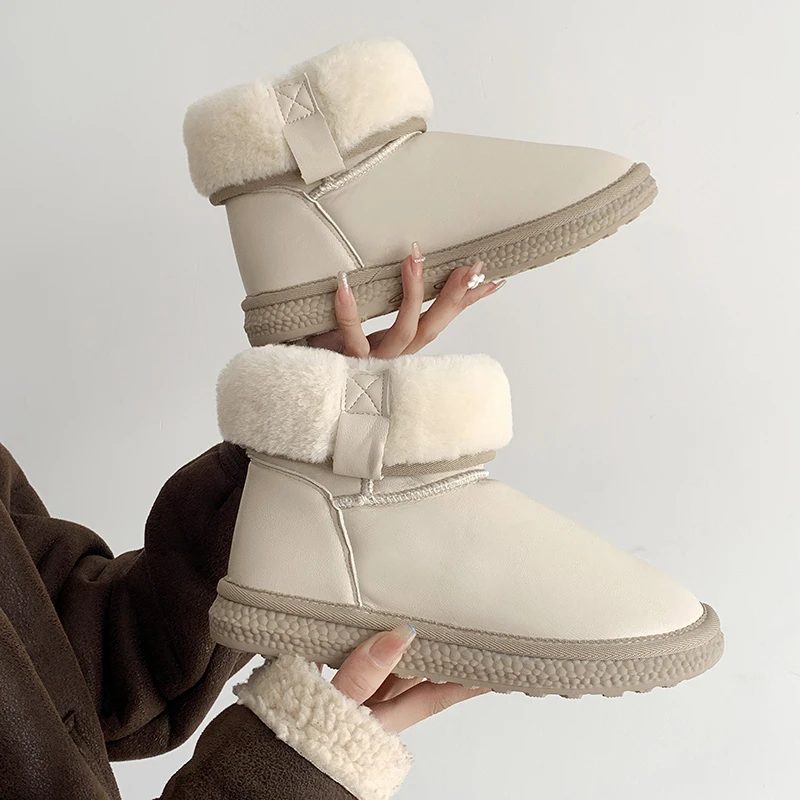 

Winter Boots Women's Shoes 2021 Fashion Warm Plush Ankle Boots for Women Waterproof Padded Snow Booties Casual Flat Ladies Shoes