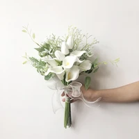 new cheap bridesmaid bouquet calla lilies white tulip wedding flowers bunch real touch bouquet de mariage