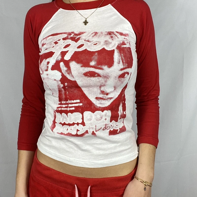 Женская Винтажная футболка с длинным рукавом в стиле 90 х|Футболки| |