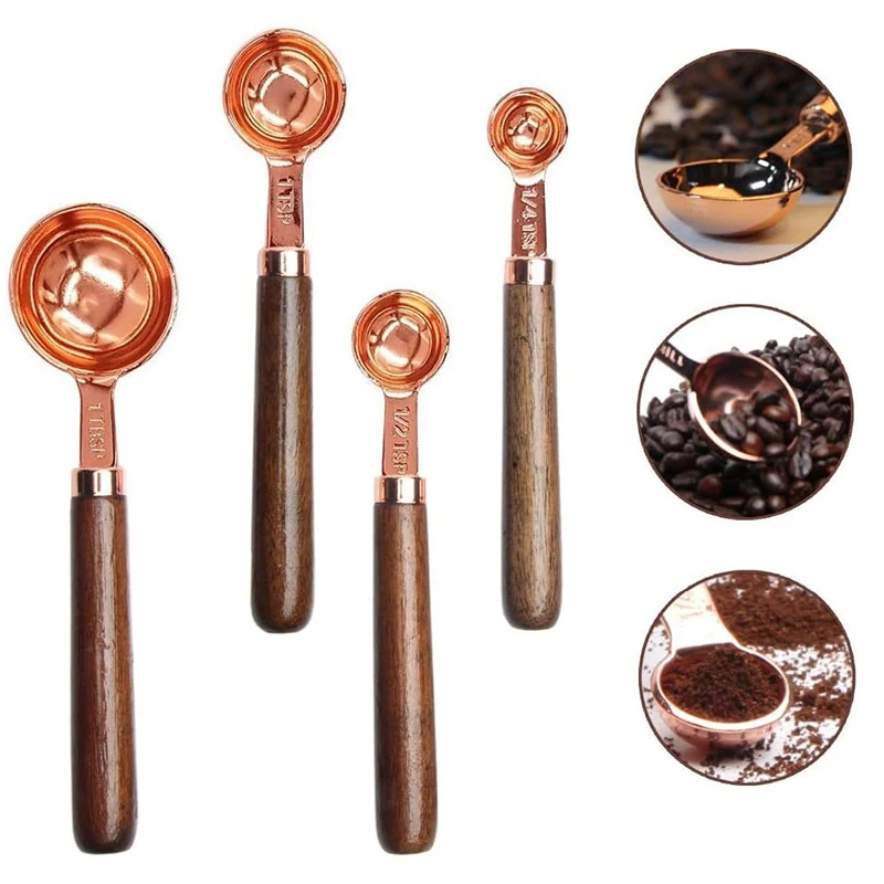 Мерные ложки-4 шт. мерные Детские Ложки с деревянной ручкой из нержавеющей стали