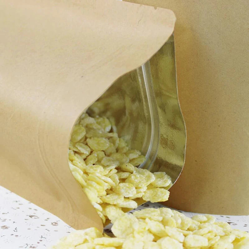 

Kraft Paper Stand up Zipper Coffee Pouch Bag, 100Pcs High Barrier Zip Lock Food Gift Cookie Baking Packaging Paper Bags