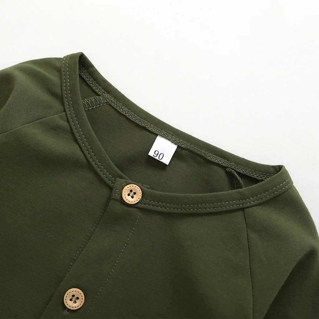 Детский комбинезон Армейский зеленый с длинными рукавами Одежда для маленьких