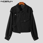 Куртка мужская шерстяная, с отворотом и длинным рукавом, с карманами, повседневная, уличная, 2021