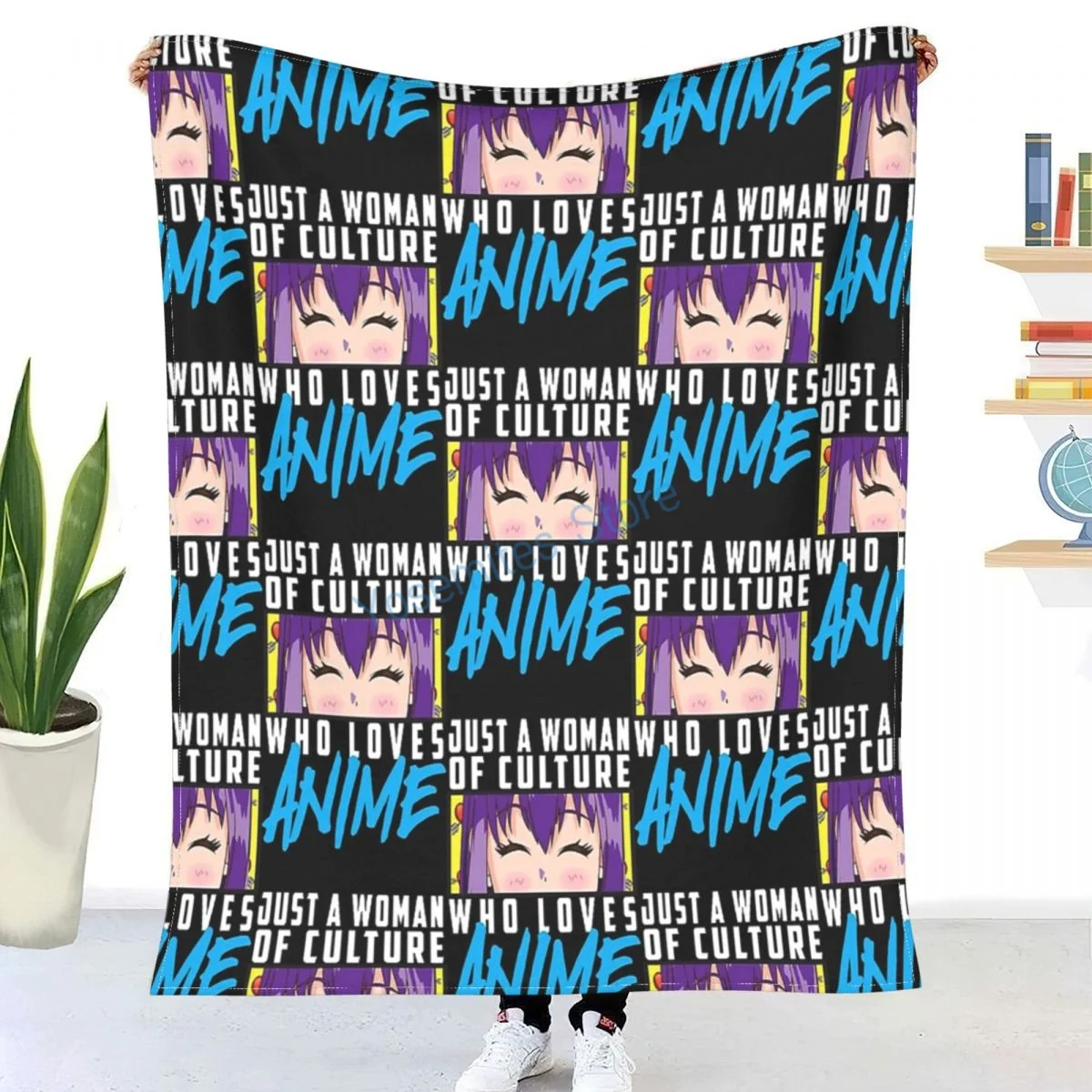 

Just A Woman Of Culture Who Loves Anime Manga Weeb Throw Blanket Winter flannel bedspreads, bed sheets, blankets on cars and