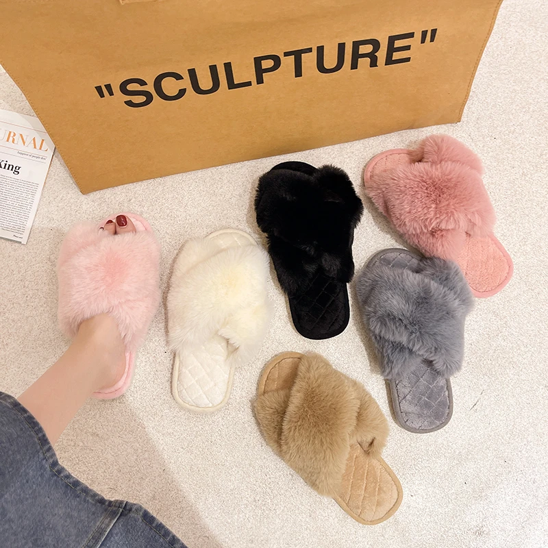 

Spring/summer 2021 fashion trend ladies cross strap solid color flat house slippers 1937