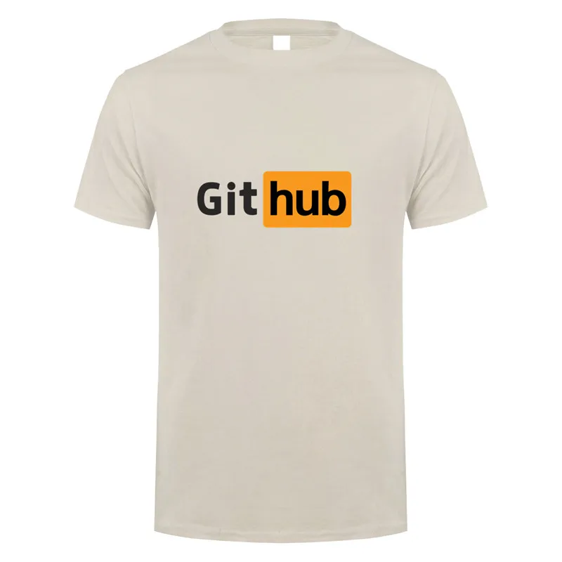 Забавный дизайн футболка Github хлопковая Футболка с круглым вырезом и короткими рукавами Мужская футболка LH-151 - Цвет: Sand