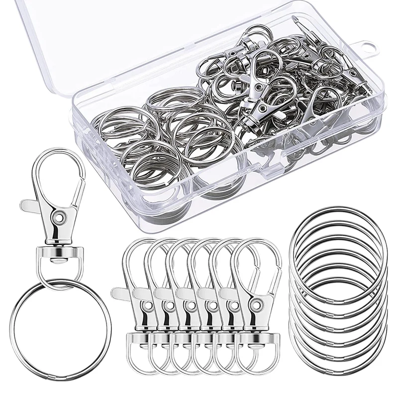 

Uclio 70 Pcs Swivel Lanyard Snap Hook with Key Rings Keychain Metal Swivel Clasps Spring Clip Snap Hook Lobster Clasp