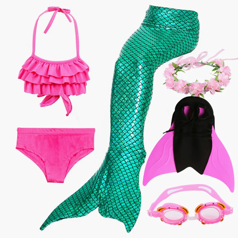 2019 Костюм Русалки с хвостом радуги для девочек костюмированной вечеринки