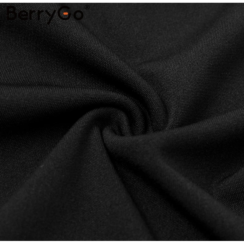 BerryGo сексуальное Полосатое кружевное женское платье в горошек черная поясная оболочка вечернее платье с пышными рукавами осенне-зимнее офисное женское платье