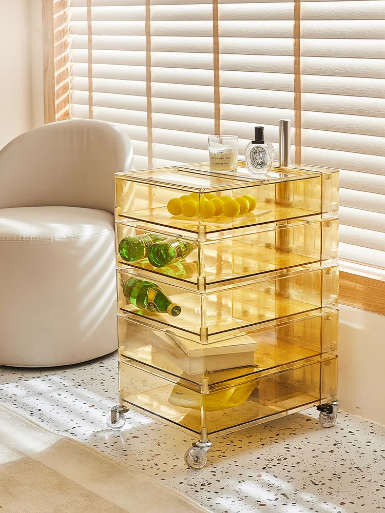 

Скандинавская мебель, прозрачный прикроватный столик с поворотом на 360 °, современный простой прикроватный шкаф для спальни, многофункцион...