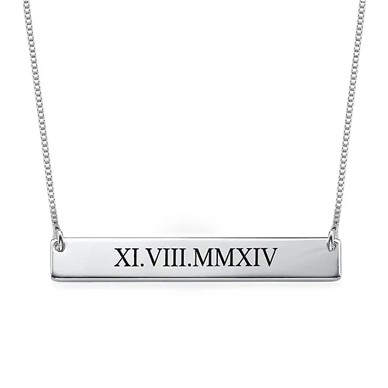 AIYANISHI 925 Sterling Silver Bar Engrave Pendant Necklaces 3 Colors Custom Nameplate Letter Necklaces For Personalized Gifts