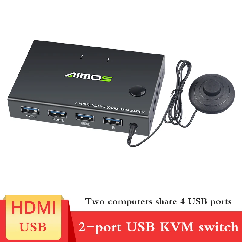 KVM 4K USB HDMI переключатель 2 порта видео дисплей для ПК с внешней кнопкой контроллера